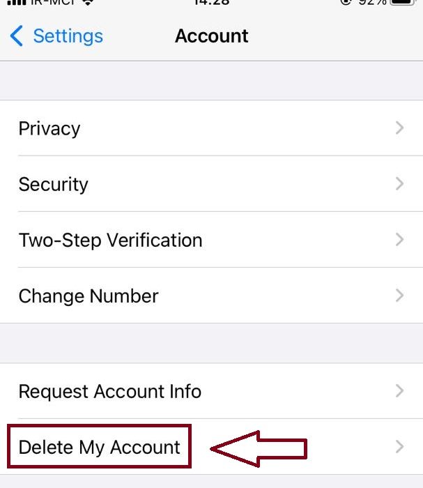 حذف کامل اکانت واتساپ آیفون